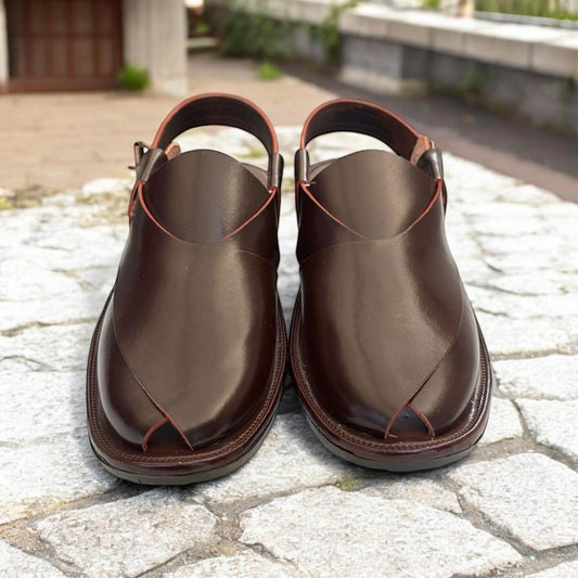 Premium Peshawari Chappal - Dark Brown 001