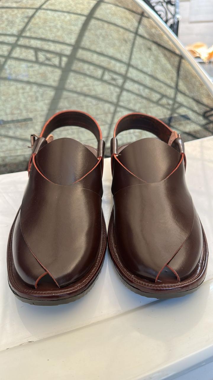 Premium Peshawari Chappal - Dark Brown 001