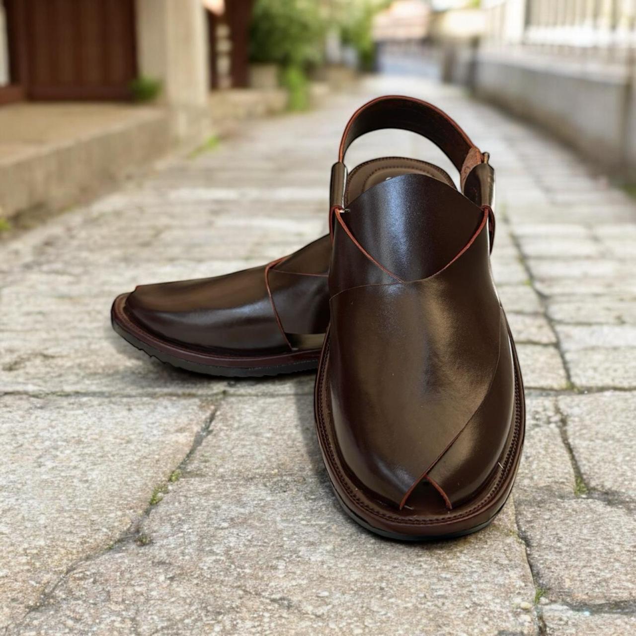 Premium Peshawari Chappal - Dark Brown 001